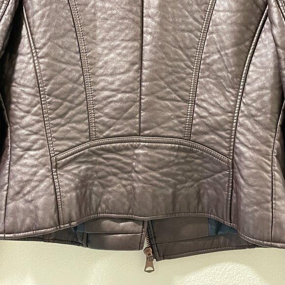 MARC NEW YORK/ANDREW MARC Faux/Vegan Leather Moto Jacket, Deep Burgundy - L - Picture 10 of 15